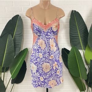 Nicole Miller 100% silk purple and pink slip dress